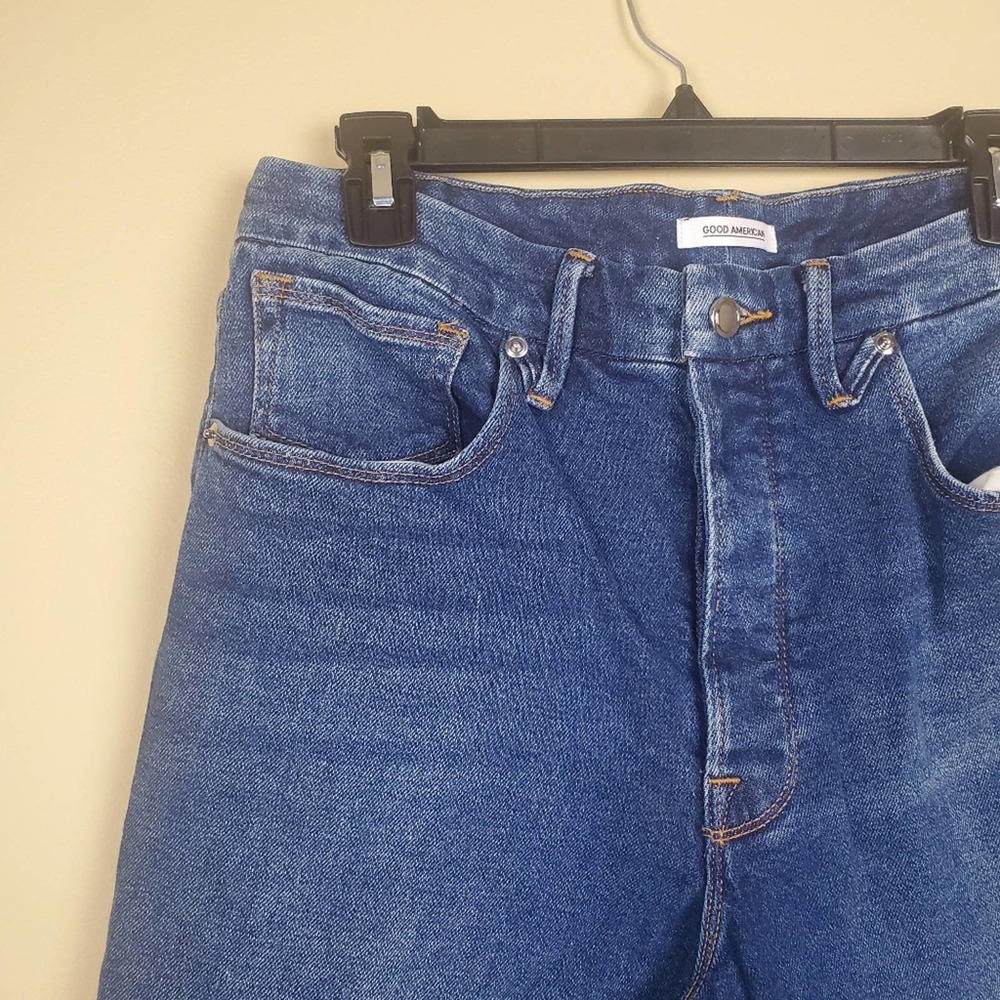 Good American Medium Blue Distressed Boyfriend Jeans - Picture 7 of 12